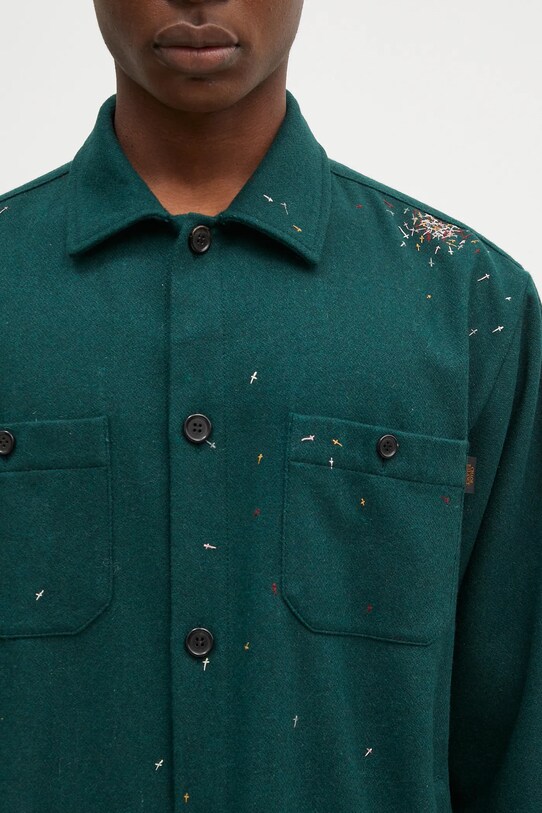 Μάλλινο πουκάμισο Undercover Shirt πράσινο UC2D4405.1