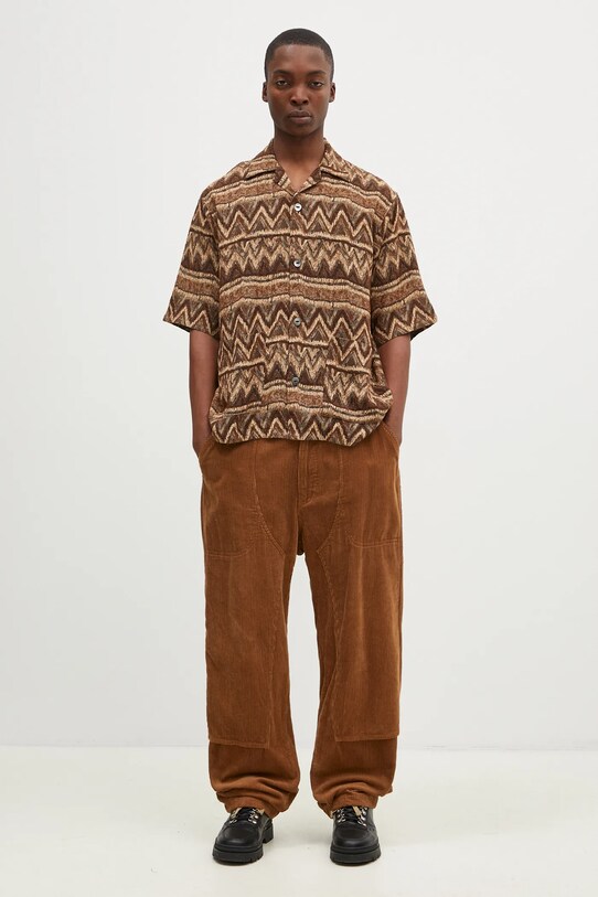 Needles koszula z domieszką wełny Cabana Shirt PU154 brązowy