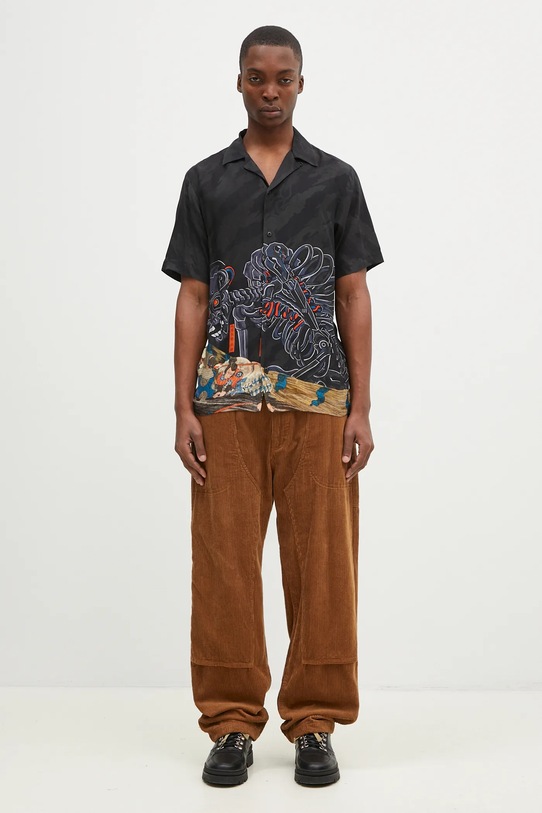 Maharishi shirt Cyber Skeleton Camp Collar Shirt 1408.MULTI black