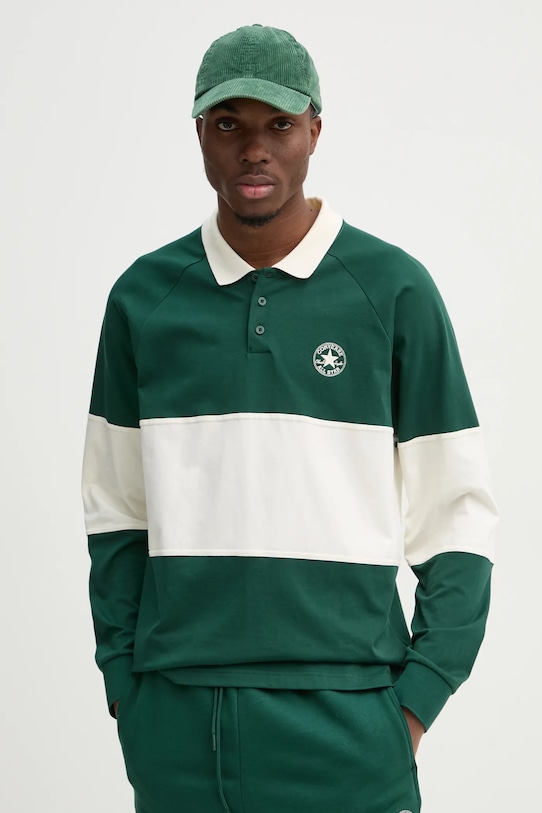 Бавовняний лонгслів Converse бавовна зелений 10027563.A01