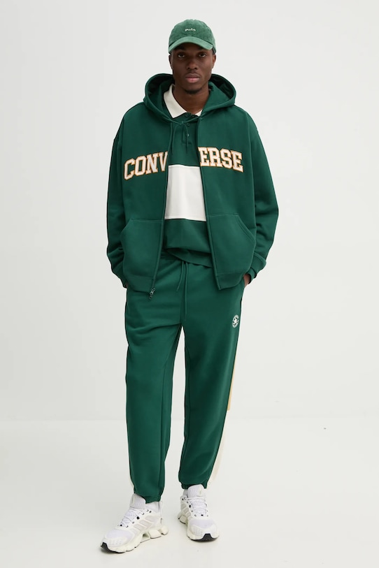 Бавовняний лонгслів Converse 10027563.A01 зелений AW24