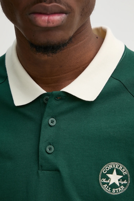 Бавовняний лонгслів Converse 10027563.A01 зелений