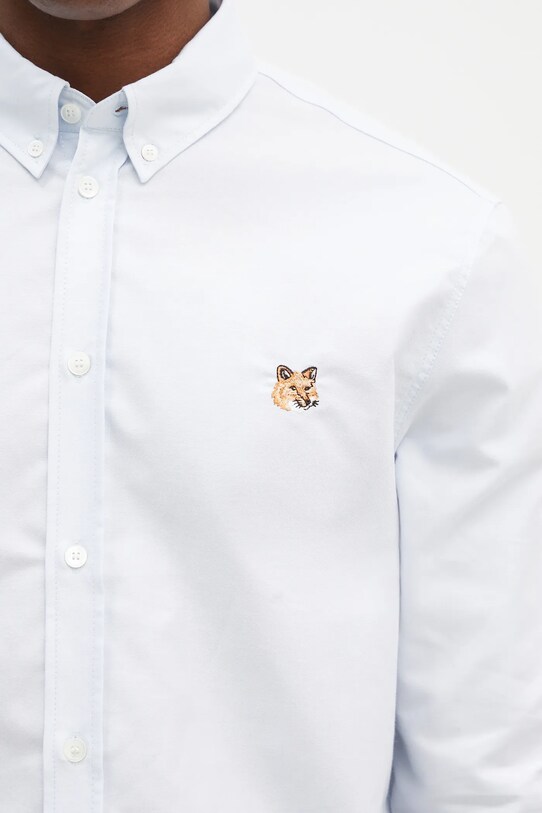 Βαμβακερό πουκάμισο Maison Kitsuné Mini Fox Head μπλε MM00413WC5012