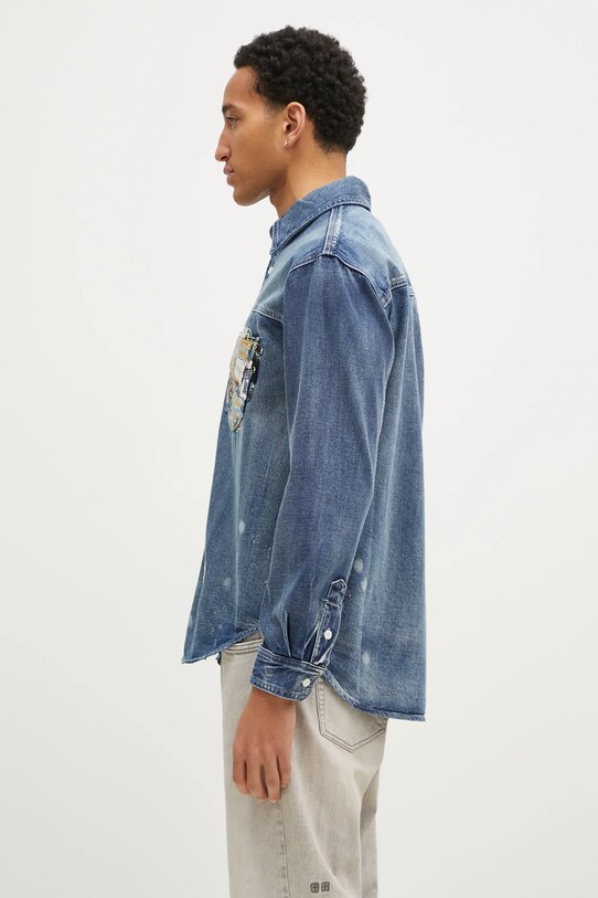 Джинсовая рубашка Evisu “Virtual Vacation”Print 2EAHTM4DL8027 тёмно-синий AW24