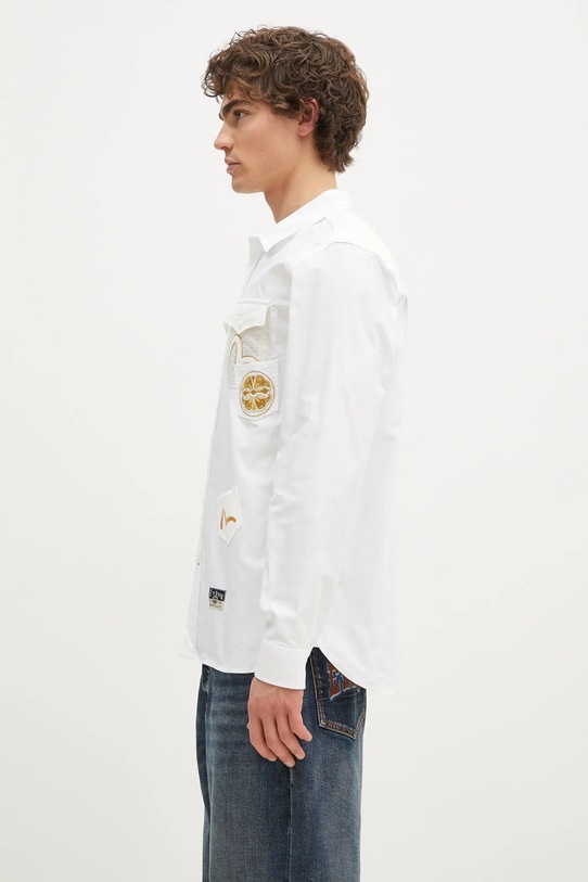 Βαμβακερό πουκάμισο Evisu Evisu Logos & Wave Emb 2EAHTM4SL7040 λευκό AW24