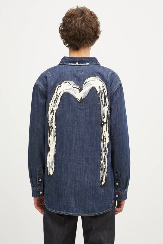 Τζιν πουκάμισο Evisu Daicock Printed μακρύ σκούρο μπλε 2EAHTM4DL1031