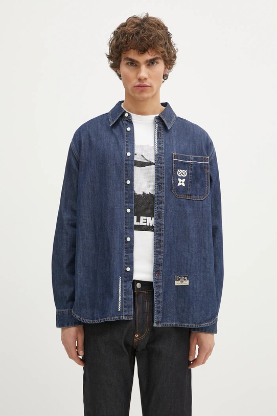 Ρούχα Τζιν πουκάμισο Evisu Daicock Printed 2EAHTM4DL1031 σκούρο μπλε