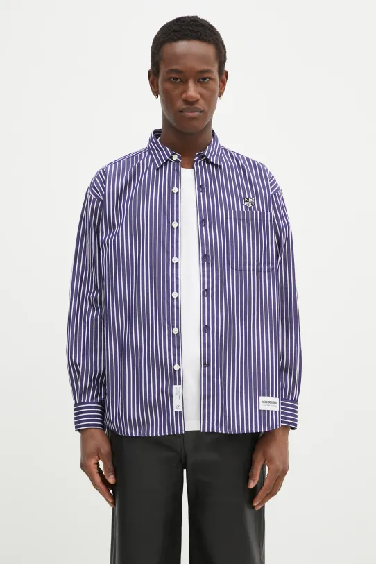 Βαμβακερό πουκάμισο NEIGHBORHOOD κανονικό σκούρο μπλε 242TSNH.SHM03