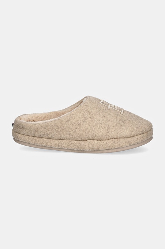 Παντόφλες Tommy Hilfiger TH EMBROIDERED BASICS SLIPPER FW0FW08135 μπεζ AW24