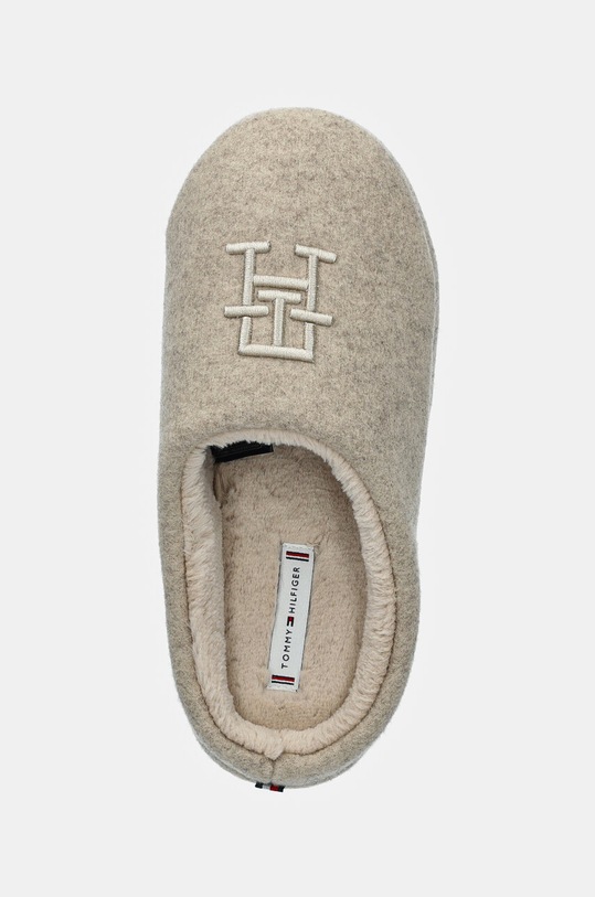 Papuče Tommy Hilfiger TH EMBROIDERED BASICS SLIPPER béžová FW0FW08135