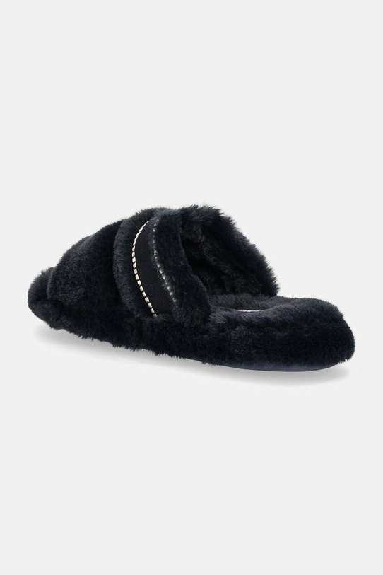 Obuwie Tommy Hilfiger kapcie HILFIGER FUR BASICS SLIPPER FW0FW08343 granatowy