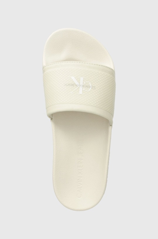 Šľapky Calvin Klein Jeans SLIDE METALLIC IN MTR béžová YW0YW01507