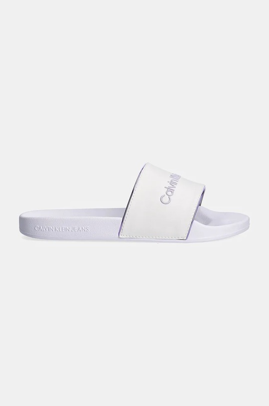 Šľapky Calvin Klein Jeans SLIDE INSTITUITIONAL MTR YW0YW01508 biela AW24