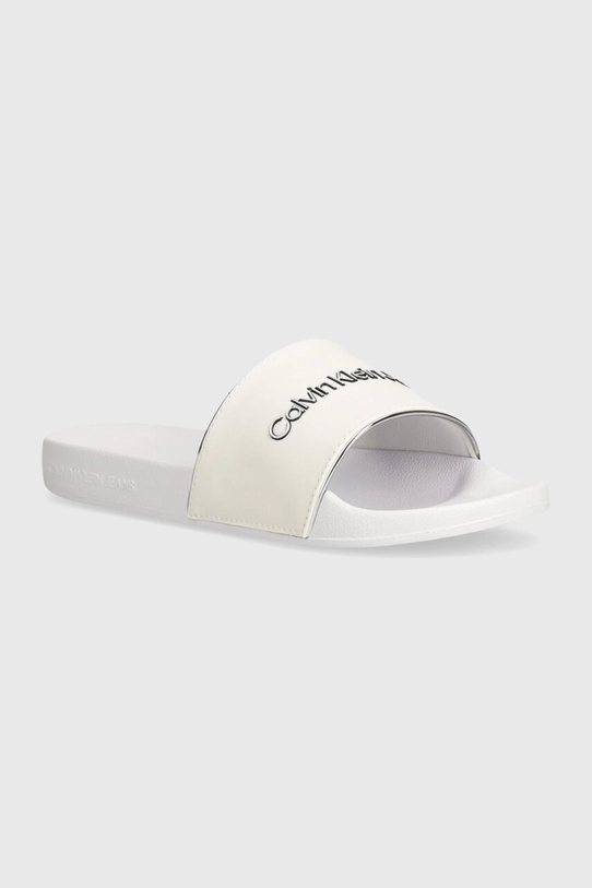 Шлепанцы Calvin Klein Jeans SLIDE INSTITUITIONAL MTR каблук отсутствует белый YW0YW01508