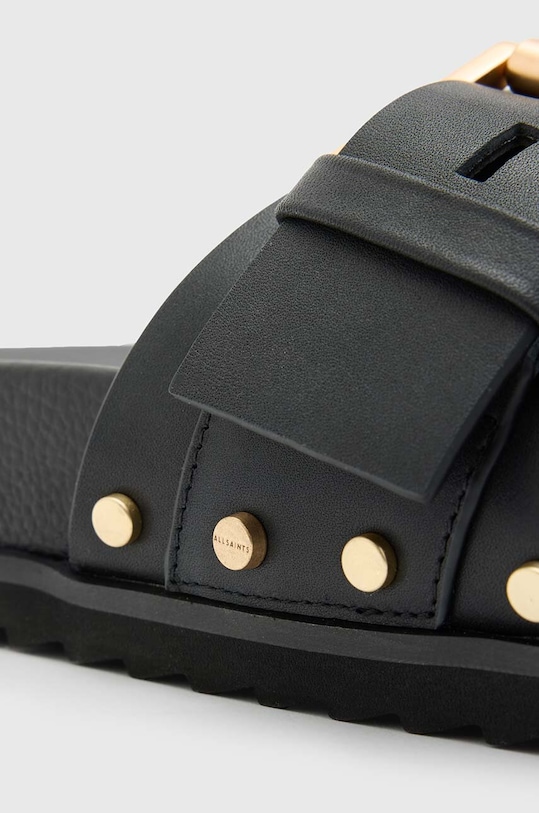 AllSaints klapki skórzane Ellie Stud czarny W029FA.BLK