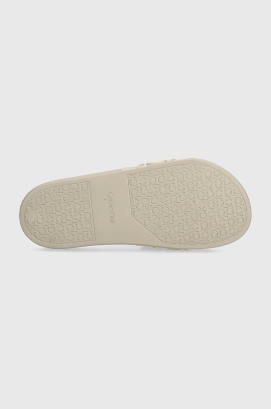 Calvin Klein klapki SLIDE TPU SAFFIANO HW0HW02107 beżowy