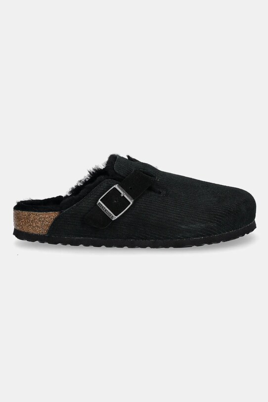 Semišové šľapky Birkenstock Boston Corduroy Shearling 1028400 čierna AW24