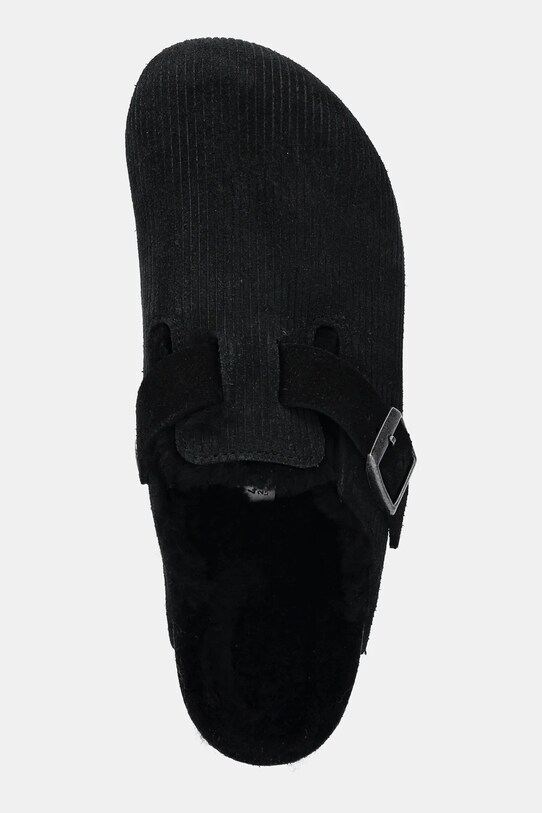 Semišové šľapky Birkenstock Boston Corduroy Shearling čierna 1028400