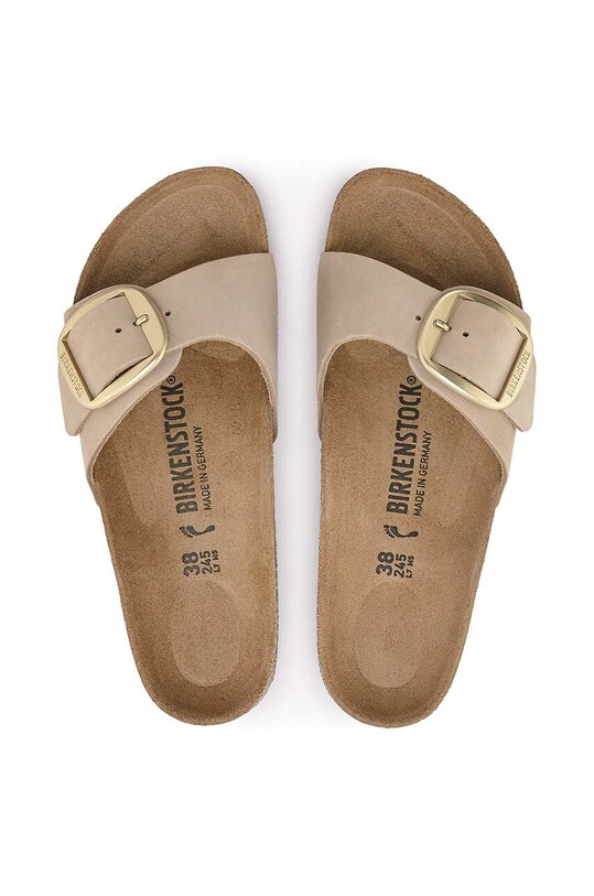 Birkenstock papuci din nubuc Madrid Big Buckle 1024009 bej