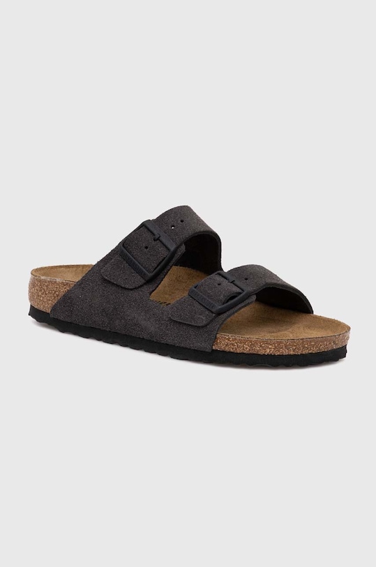 Semišové pantofle Birkenstock Arizona semišová kůže šedá 1028592