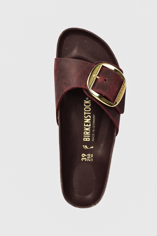Birkenstock nubuk papucs Madrid Big Buckle burgundia 1028031