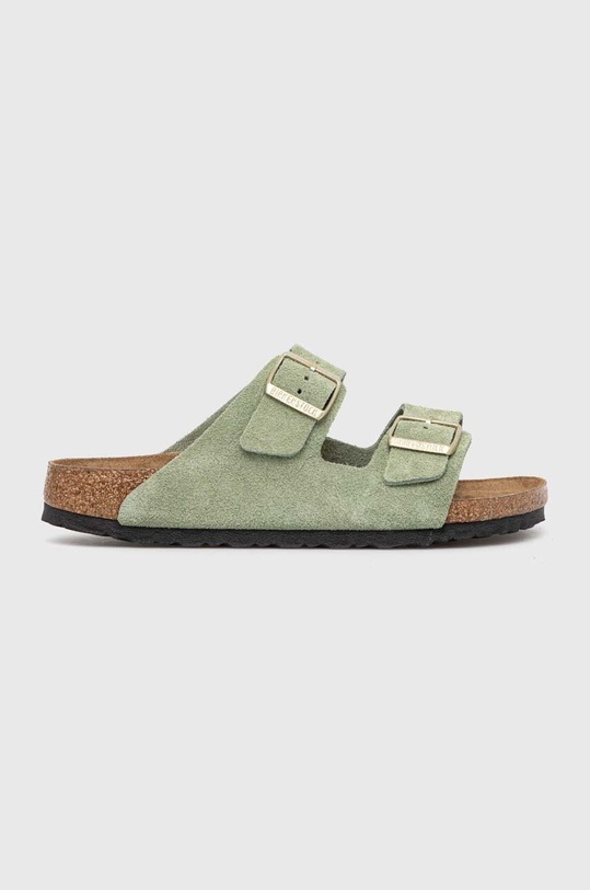 Birkenstock papuci din piele Arizona SFB 1027962 verde AW24