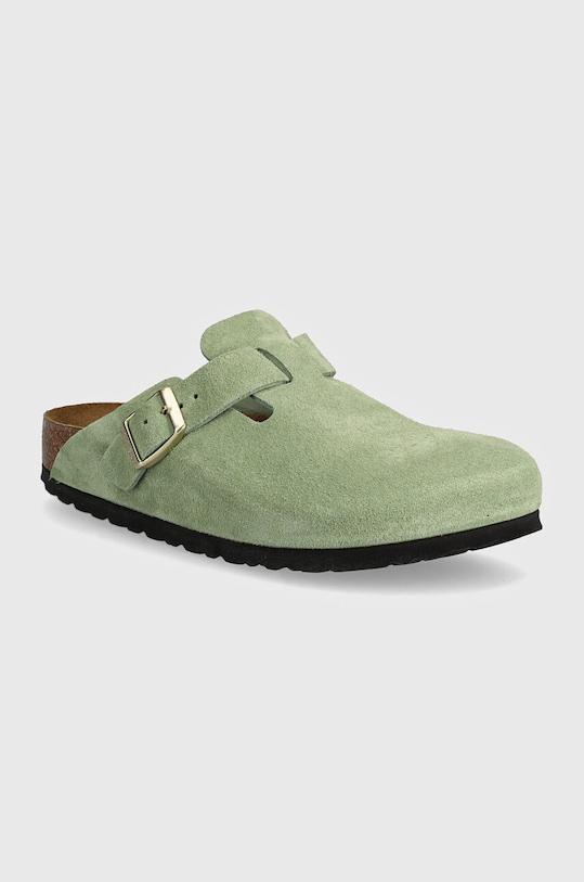 Semišové šľapky Birkenstock Boston SFB semišová koža zelená 1027934