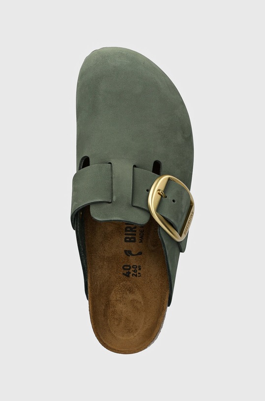Nubukové pantofle Birkenstock Boston Big Buckle zelená 1028033