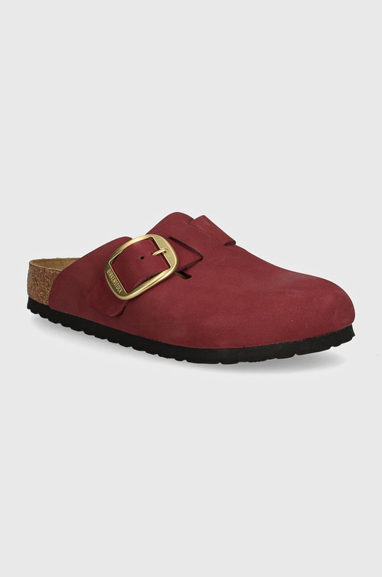 Nubukové pantofle Birkenstock Boston Big Buckle bez podpatku růžová 1028058