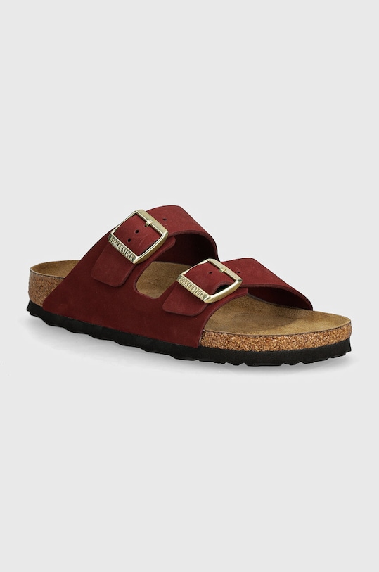 Nubukové pantofle Birkenstock Arizona SFB bez podpatku burgundské 1028719
