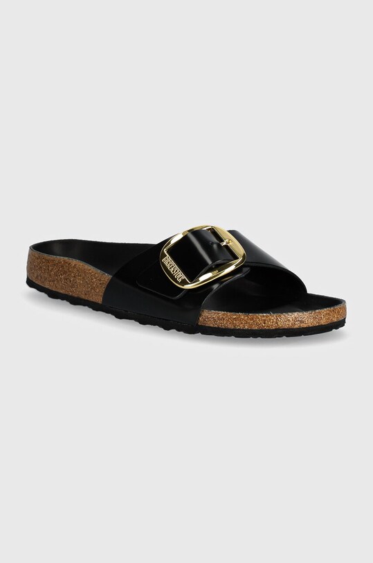Birkenstock bőr papucs Madrid Big Buckle nappa bőr fekete 1022650