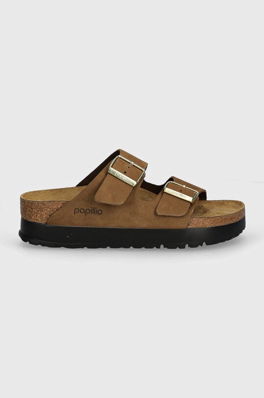 Чехли от набук Birkenstock Arizona Platform Flex Birkenstock x Papillio 1028366 кафяв AW24