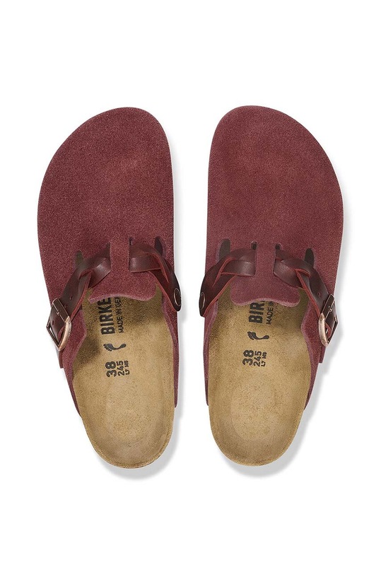 Semišové pantofle Birkenstock Boston Braided 1027925 burgundské