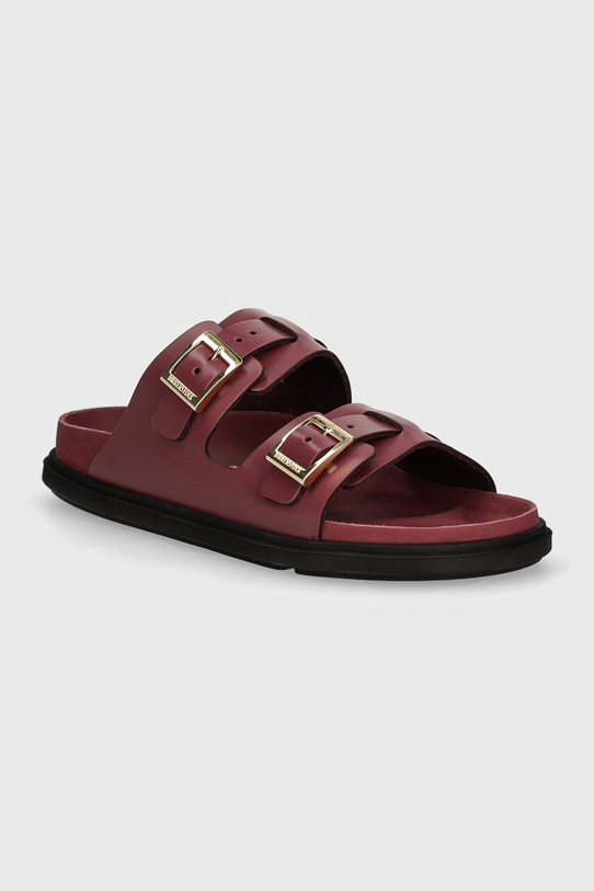 Birkenstock leather sliders St Barths grain leather maroon 1027803