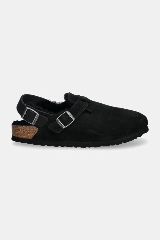 Birkenstock papuci din piele întoarsă Tokio 1028328 negru AW24