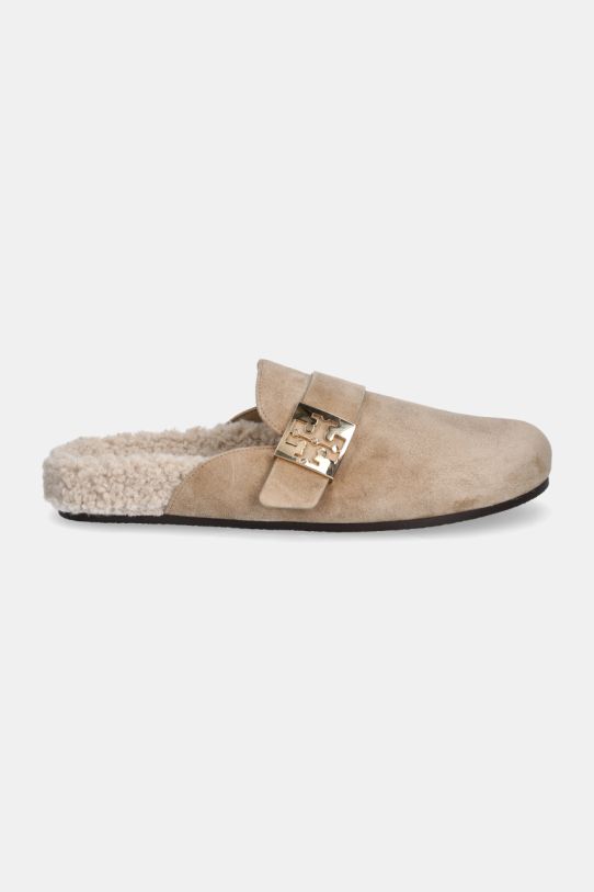 Tory Burch papuci din piele Mellow Shearling Mule 163612.250 bej AW24