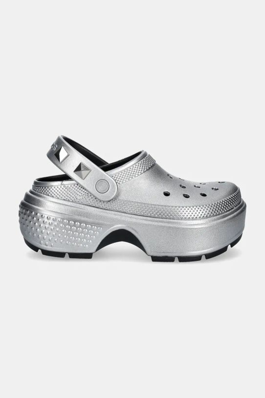 Шлепанцы Crocs Stomp Metallic Clog 210362.040 серебрянный AW24