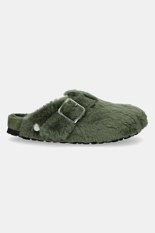 Шерстяные тапки Birkenstock 1774 Boston BB Shearling 1029943 зелёный AW24
