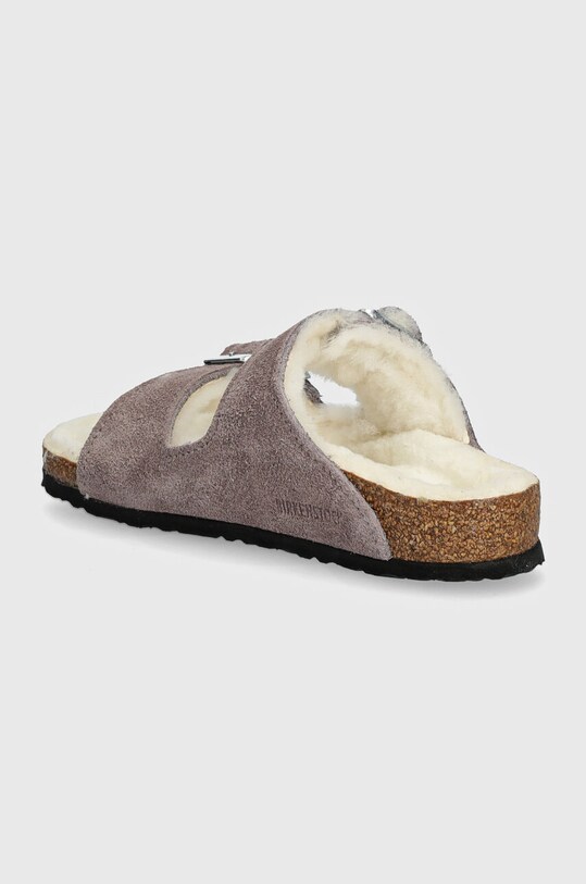 Fete Birkenstock papuci din piele intoarsa pentru copii Arizona Shearling 1027920 roz