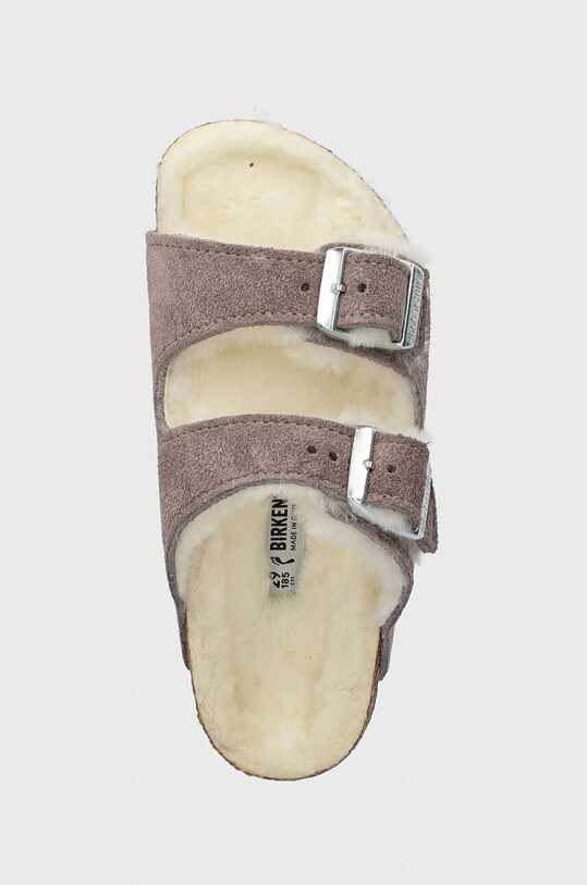 Birkenstock papuci din piele intoarsa pentru copii Arizona Shearling roz 1027920