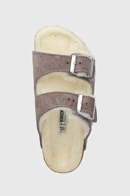 Birkenstock papuci din piele intoarsa pentru copii Arizona Shearling roz 1027920