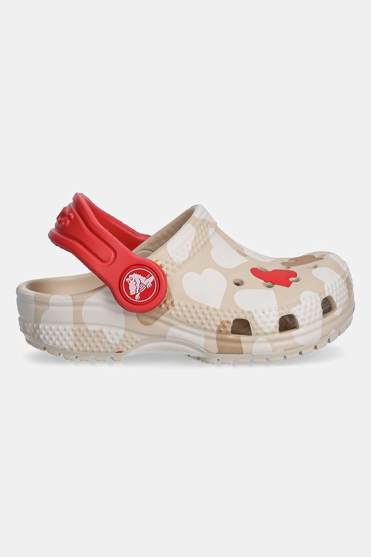 Dječje natikače Crocs CLASSIC HEART PRINT CLOG 206832.CLASSIC.HEART.PR bež AW24