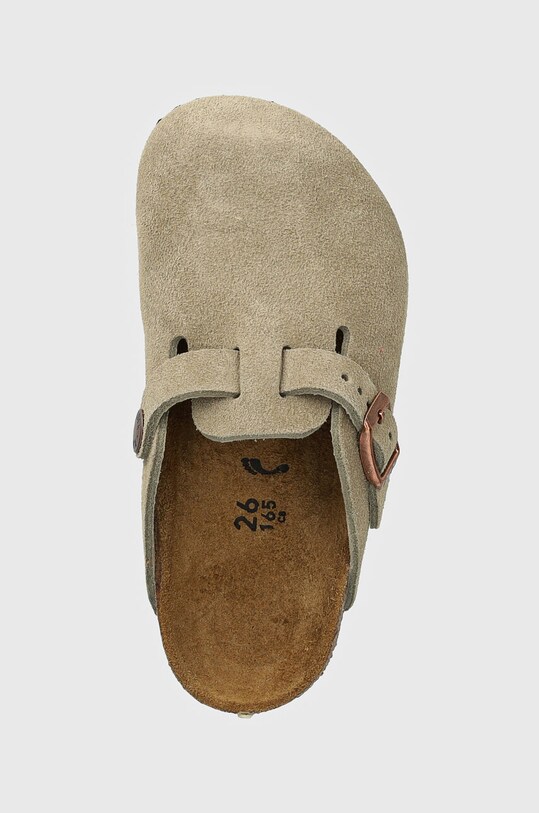Birkenstock klapki zamszowe dziecięce Boston beżowy 1027875