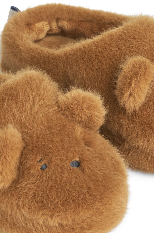 Хлопчик Дитячі тапочки Liewood Aviaja Bear Slippers LW19587 коричневий