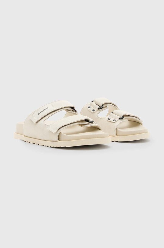 Semišové šľapky AllSaints Vex M002FA béžová SS24