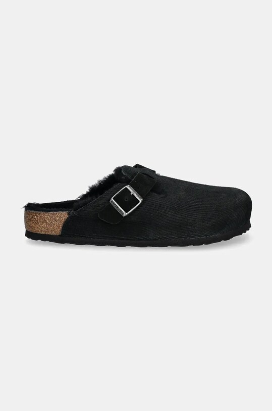 Замшевые шлепанцы Birkenstock Boston Corduroy Shearling 1028326 чёрный AW24