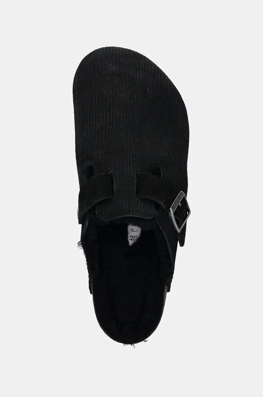 Замшевые шлепанцы Birkenstock Boston Corduroy Shearling чёрный 1028326
