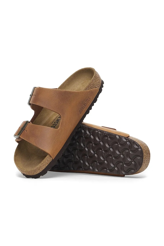 Birkenstock klapki skórzane Arizona brązowy 1028272