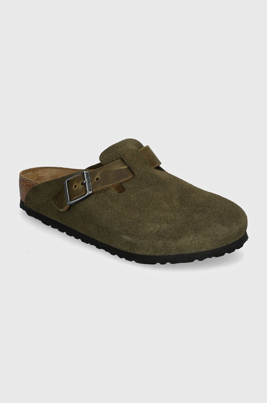 Semišové pantofle Birkenstock Boston zelená 1028067