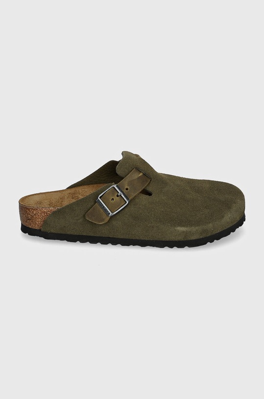 Semišové pantofle Birkenstock Boston 1028067 zelená AW24